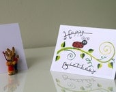 HAPPY BIRTHDAY Greeting Card Red  Ladybug art / Ladybird painting card 6x4 by Asta Kundelyte / artbyasta