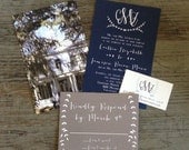 Monogram Blue & Grey Custom Wedding Invitation Suite