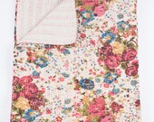 Sale - Floral Perfection in Cream - Queen Bed Cover