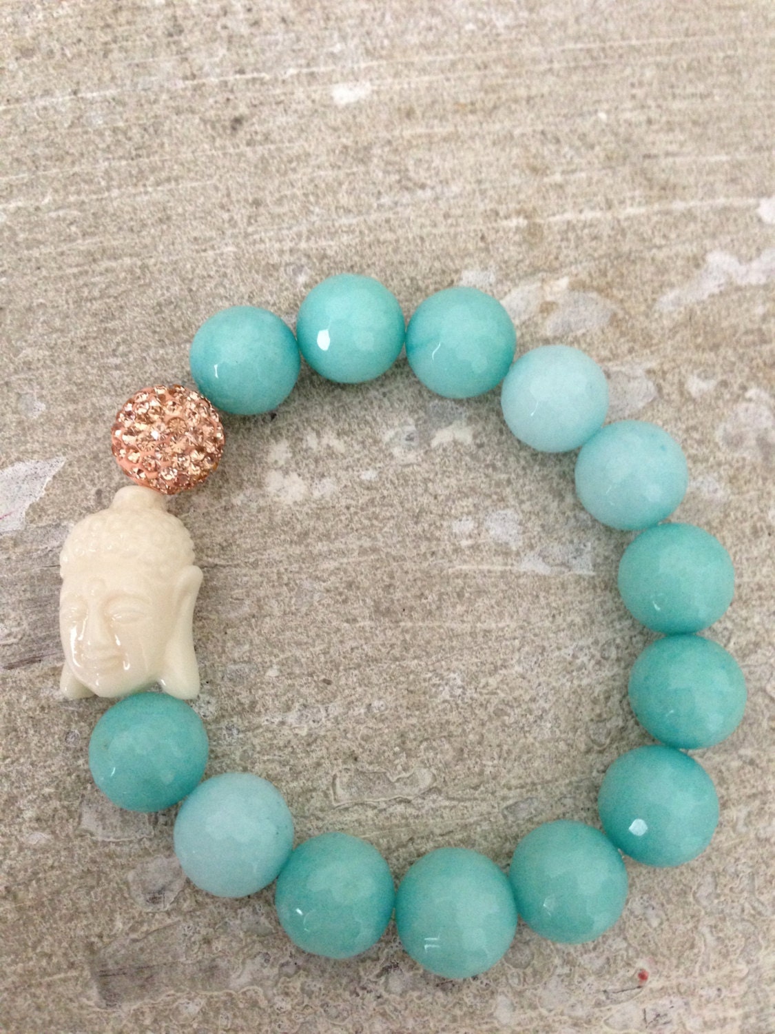 Agate and Rose Gold Buddha Bracelet