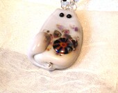 OOAK Delightful White Kitty Necklace Handmade Lampwork Cat Focal Bead by TeriPersing