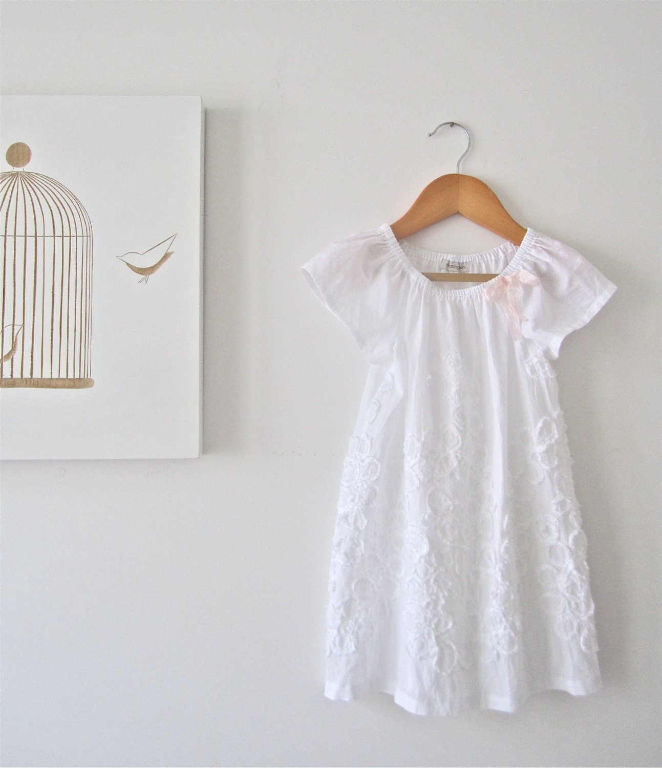Baby Girls Crisp White Baptism Dress-cotton ruffles-infant toddler-christening-special occasion-Handmade Children Clothing by Chasing Mini