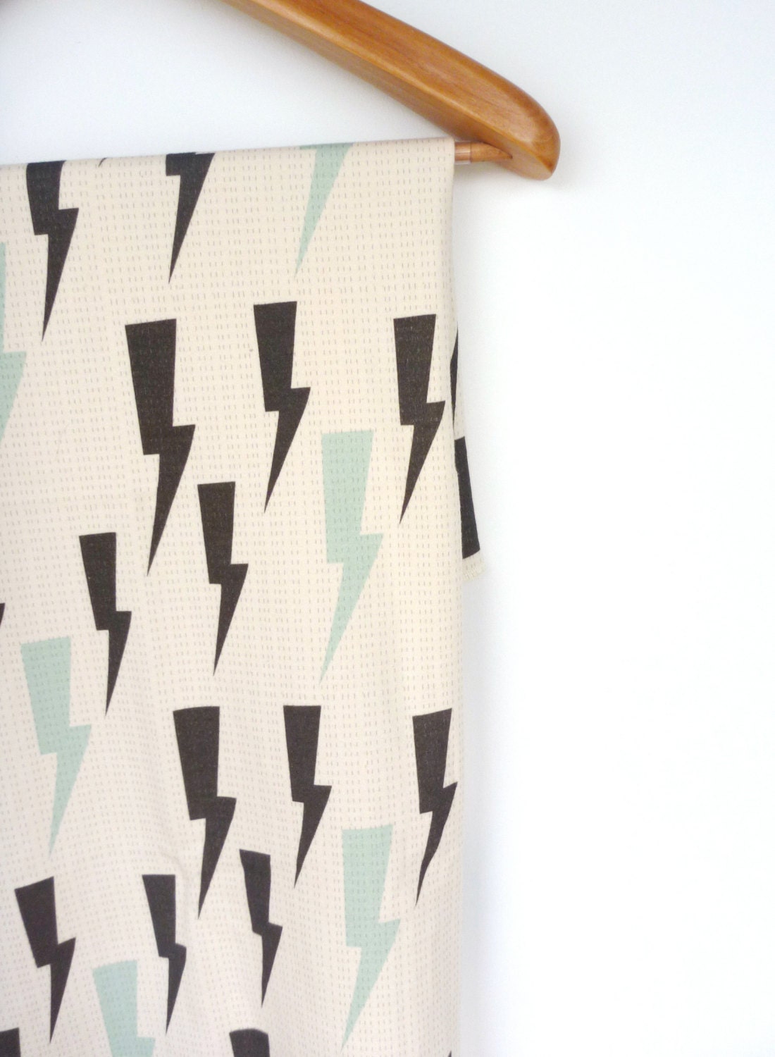 ORGANIC Baby Blanket Black and Mint Lightening Bolts Large
