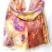 Peach Purple Scarf. Hand Painted Silk Shawl. Women Scarf. Floral Silk Scarf. Gift for Her. Satin Scarves. 14x71in. (35x180cm). Ready2Ship.