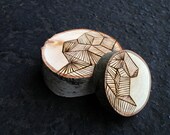 geometric mountain ooak Art reclaimed tree slices / tree slice wall hanging set / tree natural bark / wood-burned, brown, rustic