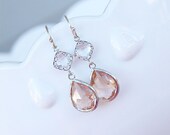 Champagne Earrings in Silver - Bridesmaid Earrings - Blush Earrings - Peach Earrings - Gift For Her - Wedding Jewelry, Bridesmaid Jewelry