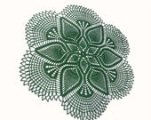 Crochet Doily, Dark Green, Pineapple Crochet Doily, Table Centerpiece, Housewares