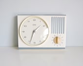 Mid Century 1960s Kitchen Wall Clock & Timer - Off-white / Blue - ZentRa, Germany - Mad Men, Home, Kitchen, Cooking, Chef, Eames Panton Era - mungoandmidge