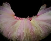 Dahlia Pink & Yellow Tutu Skirt, Eco-Friendly, Newborn-Infant-Baby-Toddler Tutu, Valentine's, Easter, Flower Girl, Photo Prop, 1st Birthday