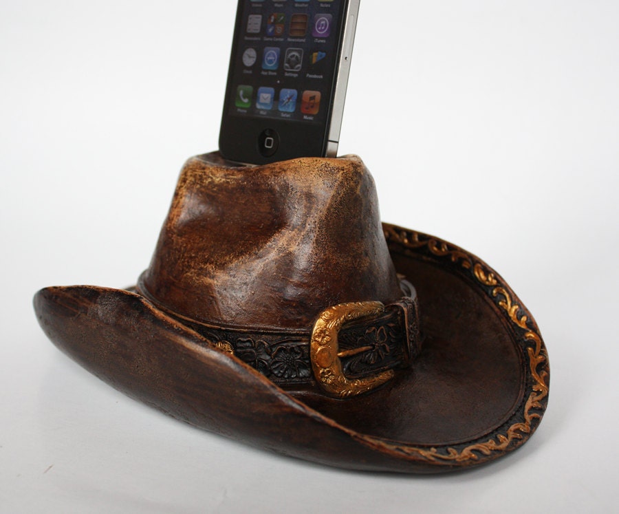 GOLD Cowboy Hat Vintage-Looking iPhone Charger - iPhone dock for 4S