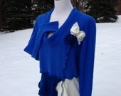 SALE Cashmere Sweater Patchwork Tunic Handmade Asymmetric Top Blue & White Womens Plus Size Clothing XL Size Ready to ship