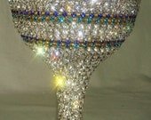 NEW-Custom Designed Handmade Wine Glass With Multicolor Rhinestones