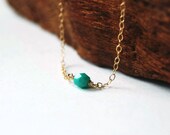 Kahoni necklace - tiny turquiose bead on a 14kt gold filled chain, delicate, simple, layering necklace, everyday necklace, maui, hawaii