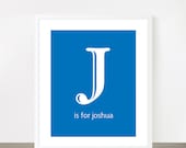 Letter J is for Joshua Blue baby boy name nursery print 8x10"