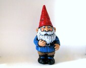 Ceramic Garden Gnome - 15 inches, hand painted lawn or garden gnome, outdoor or indoor