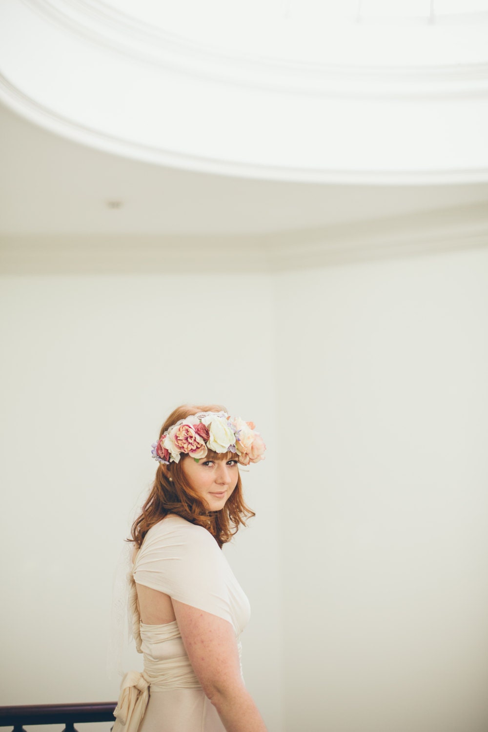 Vintage Rose - Soft Peony Rose Lace Crown
