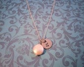 Initial Necklace with Coin Pearl Necklace