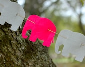 Hot Pink and Gray Elephant Felt Garland
