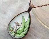 Eucalyptus - Wearable Artwork Necklace - Original Miniature Watercolor Painting - One Of A Kind