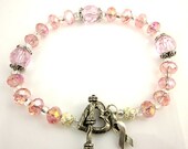 Breast Cancer Awareness Beaded Bracelet, Breast Cancer Awareness Glass Beads Bracelet, Breast Cancer Awareness Jewelry, Beadwork Bracelet