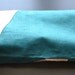 Linen Bread Bag - Teal and Light Burnt Orange with Embroidered Flowers - Baguette Bag