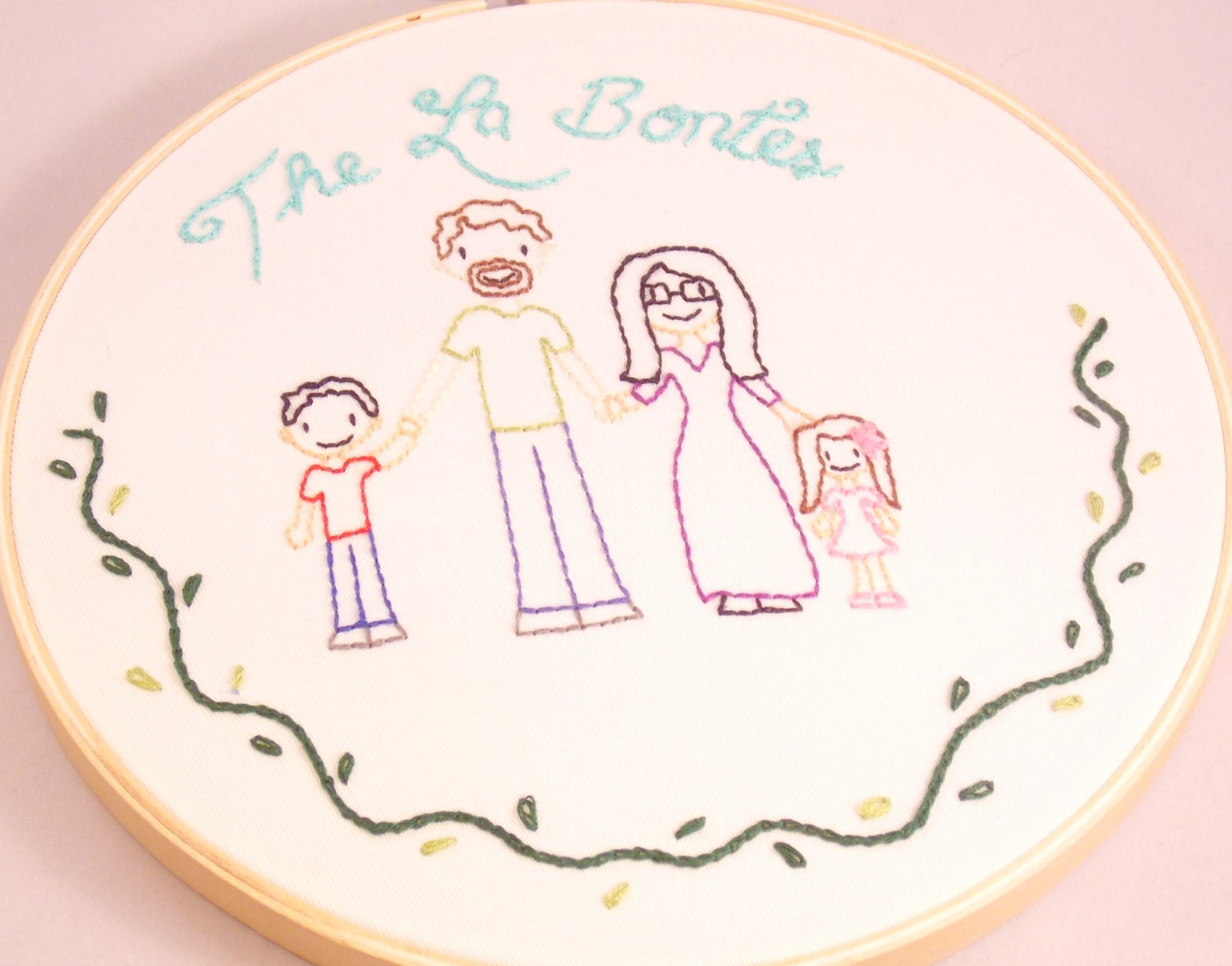 CUSTOM 8" 4 person Family Wall Art hoop hand embroidered wall art personalized ooak