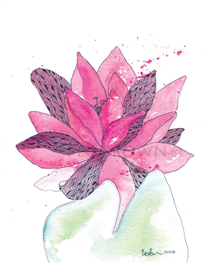 Waterlily Flower Watercolor Art 8x10" PRINT (unframed)