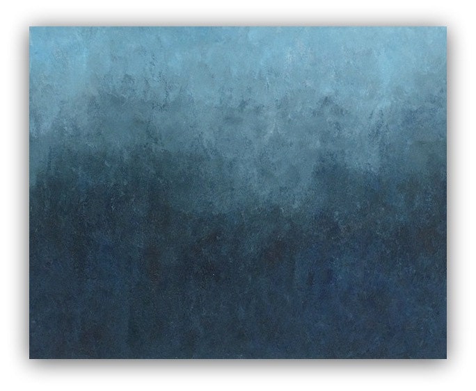 FREE SHIPPING Ombre Chic Beautiful Navy Large Abstract Textured Original Painting Bright Blue Teal Navy