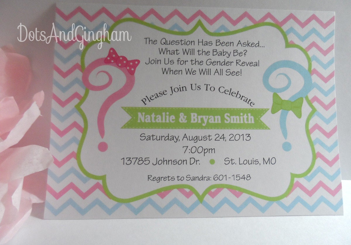 Gender Reveal Invitation-Gender Reveal Party-Gender Reveal Baby Shower-Printable Gender Reveal Invitation-Gender Reveal Chevron Invitation