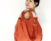 SALE - 10%off Handmade Canvas Bag/ Shoulder bag/ Hobo bagHobo bag/ Tote/ Messenger bag/ Purse/ Handbag/ Everyday bag - Burnt Orange - Catie