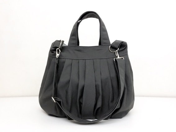 SALE - 10%off Handmade Canvas Bag/ Diaper bag/ Shoulder bag/ Hobo bag/ Tote bag/ Messenger/ Purse/ Handbag/ Everyday bag - Dark Gray - Catie