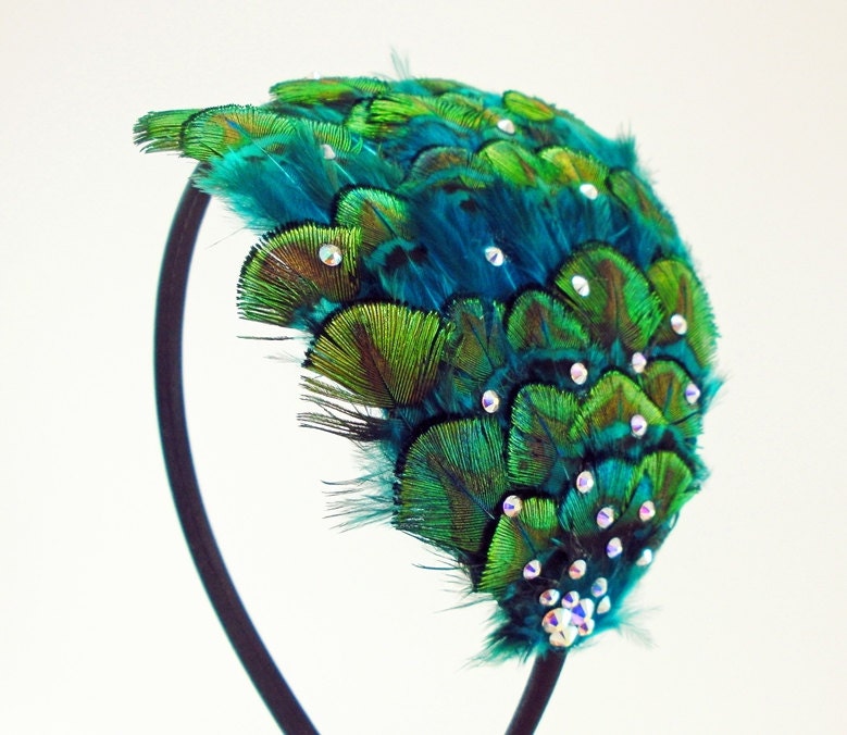 Peacock Feather Headband / peacock feathers / feather fascinator / wedding hair accessory