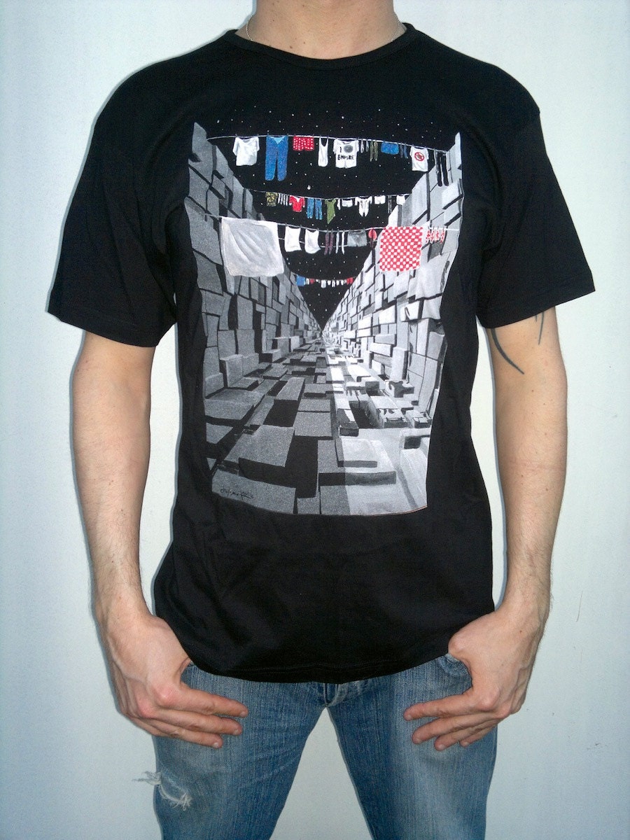 Man t-shirt, black, Star wars inspired with Death Star trench run by Stefano gentile Nerd Art. 100% Combed Cotton Jersey 165g / 4.95oz.