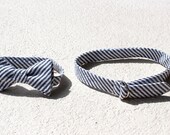 Seersucker Bow Tie and Belt Set - Adjustable D-Ring : Grey, Navy, Blue, Mint Green, Orange, Red, Pink