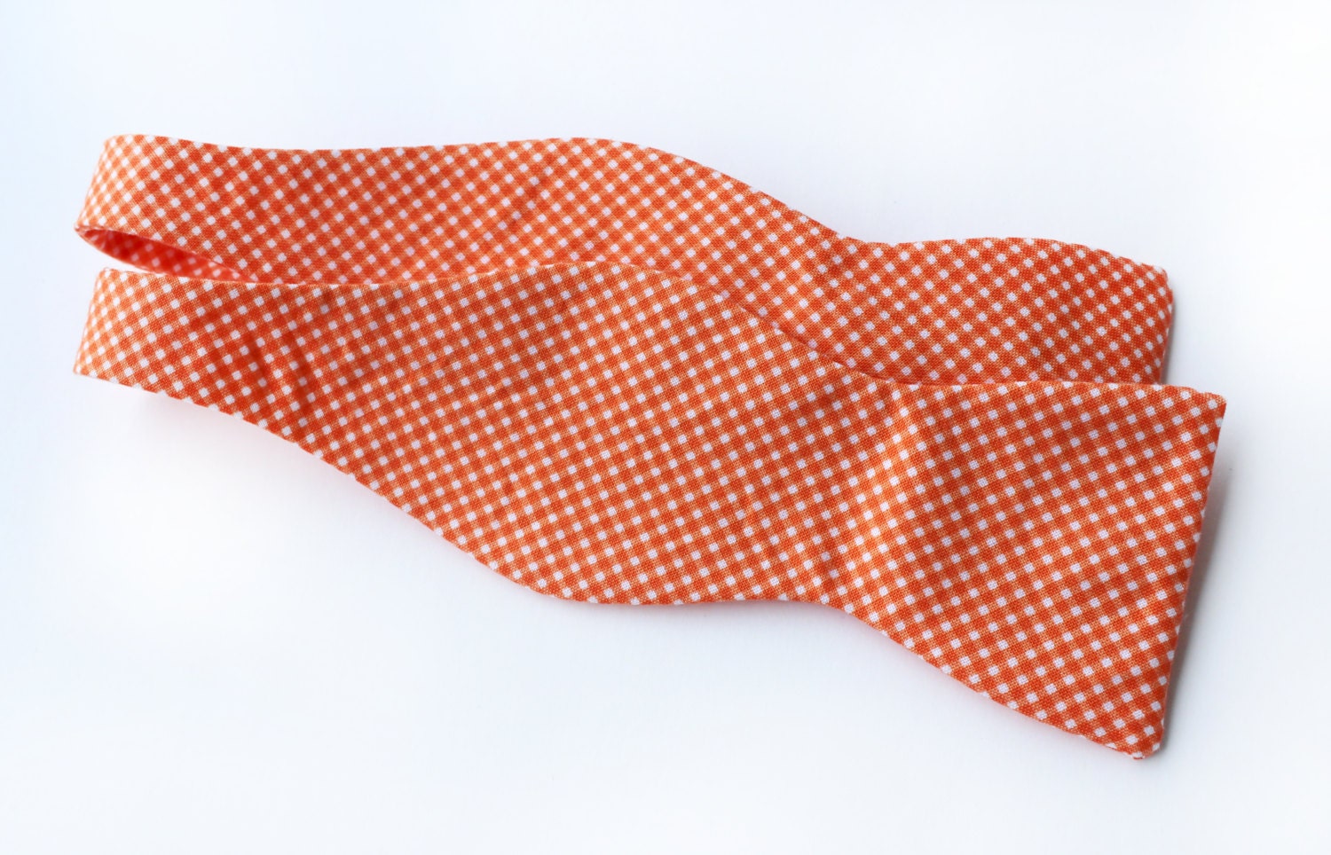 Bow Tie - Orange Gingham - Men's Self Tie - Freestyle Tie