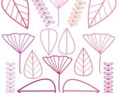 INSTANT DOWNLOAD // Digital Clip Art // Valentine's Day Leaves // Pink and Purple // Commercial and Personal Use Il_170x135