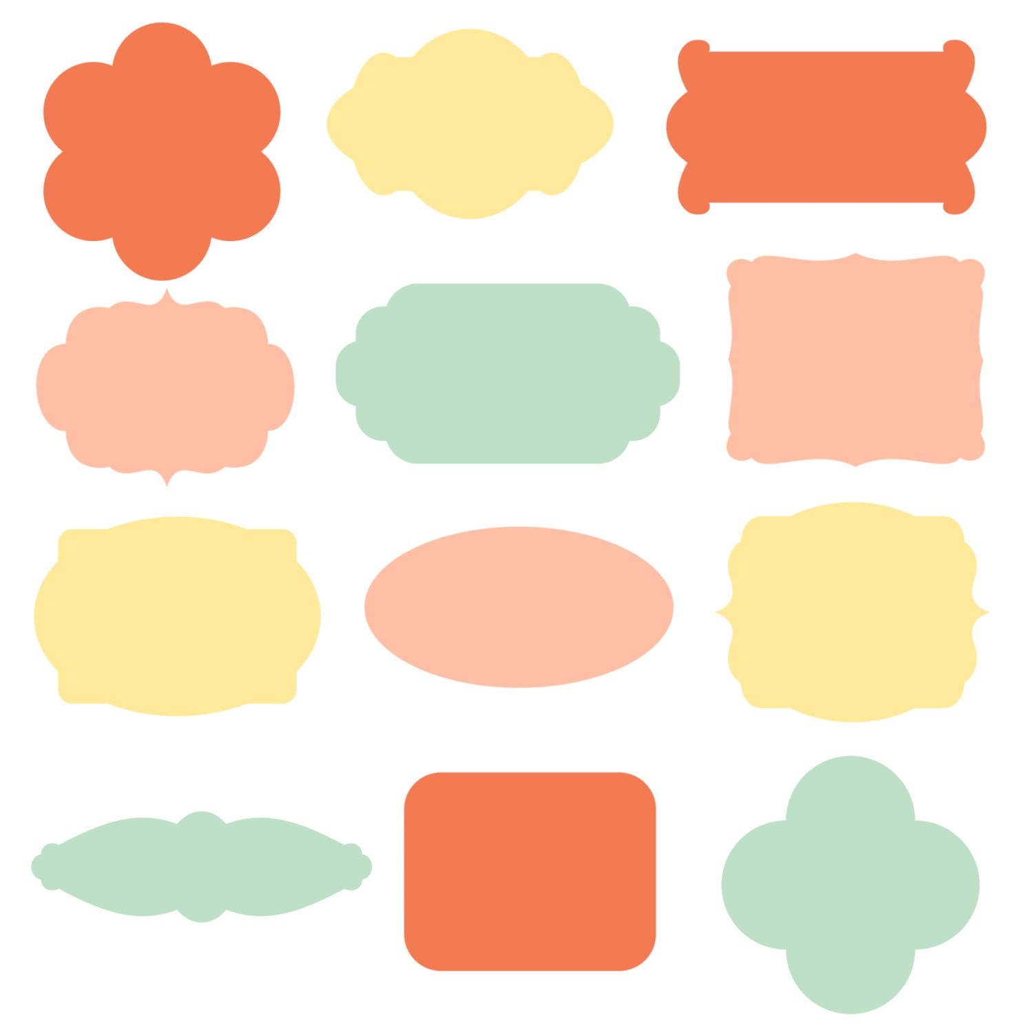 Digital Labels // Sprinkles // Yellow, Mint, Coral // png files // 300 DPI // Instant Download // Commercial and Personal Use Il_570xn