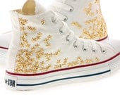 Studded White Converse Gold Star Studs with converse White high top by CUSTOMDUO on ETSY