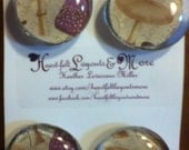 set of four glass magnets with image of mushrooms