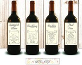 INSTANT DOWNLOAD Wine pairing label printable gift sticker, wine pairings bottle tag custom party favor wedding shower gift, diy digital PDF
