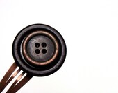 Rustic Hair Accessories, Vintage Button Snap Clip, Earthy Chocolate Brown Bronze Hair Clip, Weathered Hair Snap Charm, Eco - "Terra Firma"