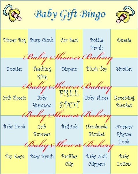 Baby Shower Bingo Game, Printable Boy Baby Shower Game, Baby Shower Gift Bingo, Instant Download Baby Shower, Blue and Yellow Baby Shower