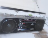 Philips Radio- old radio - 80s home decor- gift for house- summer music- rock and roll- black silver design