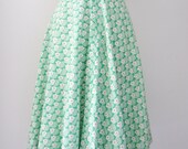 60s Floral Flared Green Summer Skirt, S / W25 / W64 // Vintage A-line Hippie Skirt