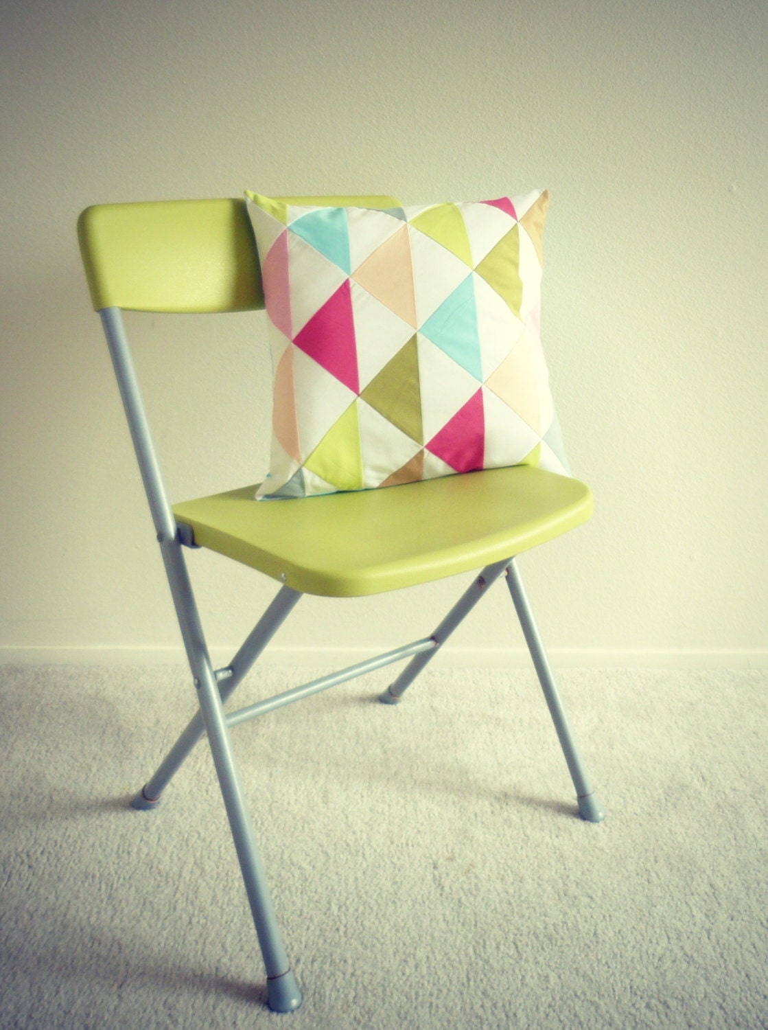 Geometric decorative pillow - Bright muti-colored triangle - patchwork pillow  - triangle cushion cover - geometric pillow - 16X16 inches