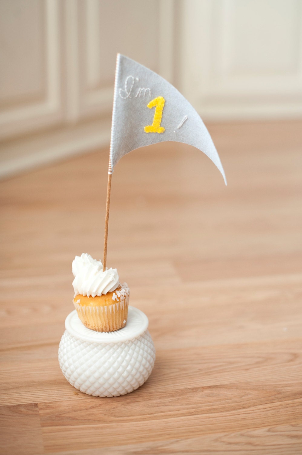Baby's First Cake Topper - I'm 1 - Grey and Yellow or Green and Peacock blue