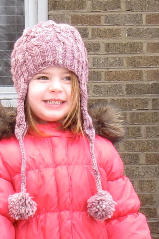 Made to Order Merino Wool Knitted Hat with Ear Flaps for Baby, Toddler, or Child.