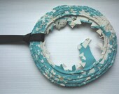 RESERVED FOR ANNE Round frame in blue & white stoneware limoges porcelain