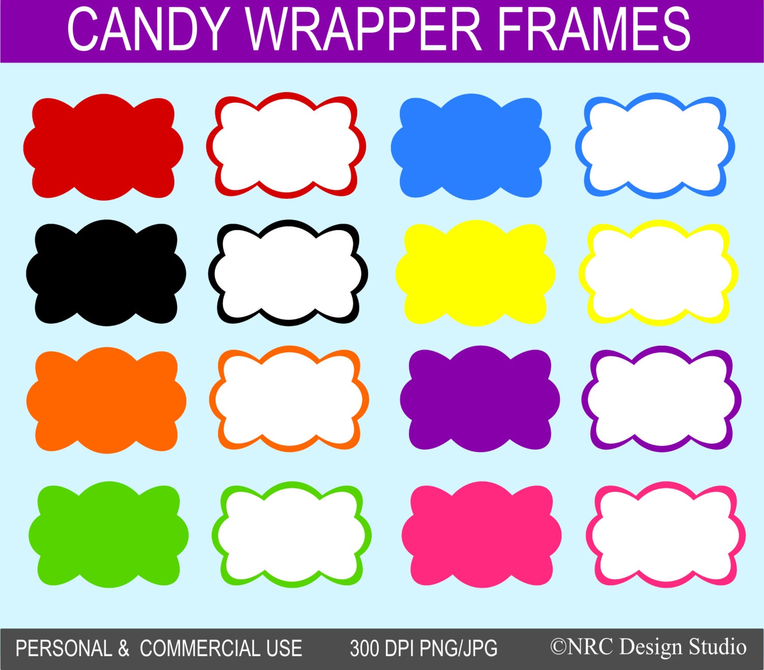 Candy Wrapper Frames Clip Art Graphics - Digital Clipart Commercial Use - Instant Download Il_170x135
