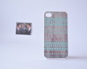 iPhone 4 Case - iPhone 4s Case - Mint Green Aztec iPhone 4 Case over Wood Print - Aztec iPhone 4 Case - Geometric iPhone Case